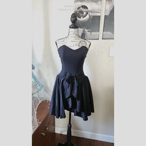 Vtg 80s Byer Too! Strapless Prom Dress Sweetheart Bow Whimsigoth XS